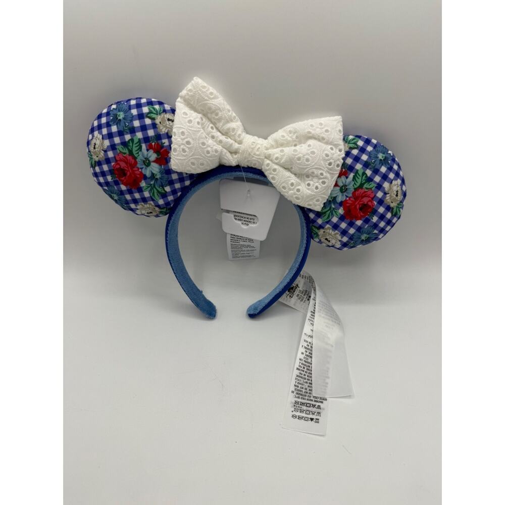 Disney Parks Gingham Cottage Flower Checkered Minnie Mouse Ears Headband *NWT